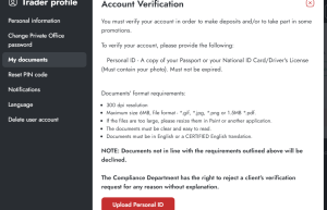 بر روی گزینه Upload Personal ID کلیک کنید.