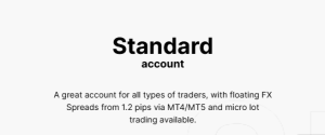 حساب Standard بروکر اف ایکس پرو